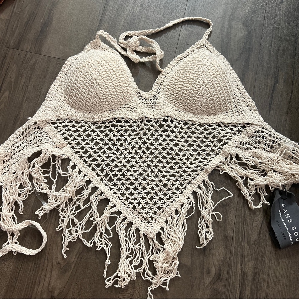 NWT 100% cotton CROCHET HALTER TOP